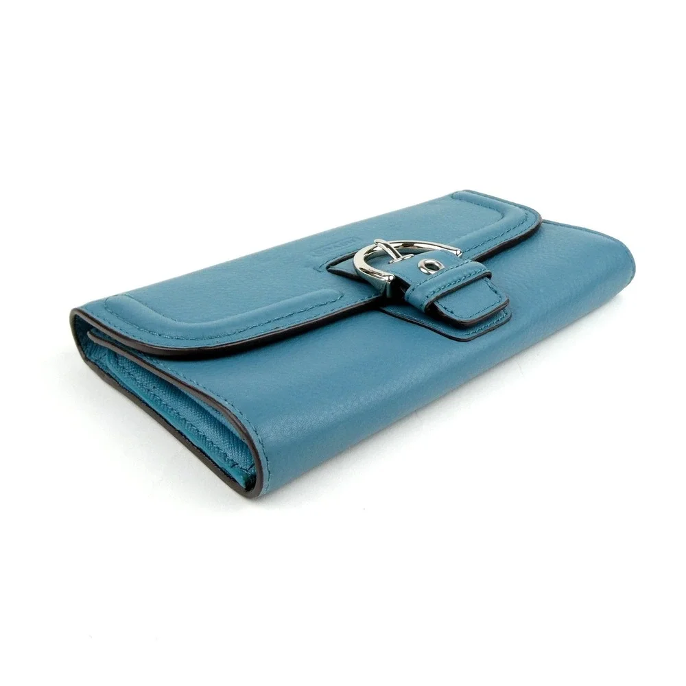 Coach Soho Teal Leather Trifold Wallet